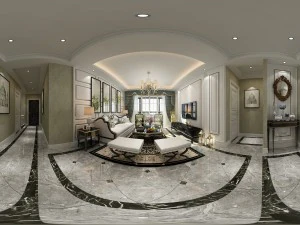 Panorama-Wohnzimmer im europäischen Stil, Restaurantbereich 01 3D Modell