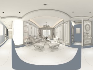 panorama european style living room restaurant space 01 3D 모델