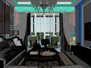 panorama european style living room restaurant space 01 3D 모델