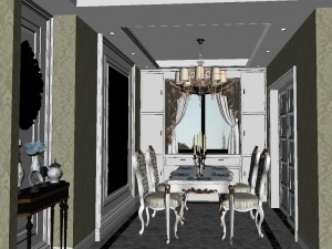 panorama european style living room restaurant space 01 3D 모델