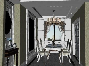 panorama european style living room restaurant space 01 3D Model