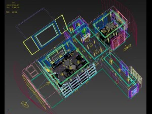 panorama european style living room restaurant space 01 3D Model