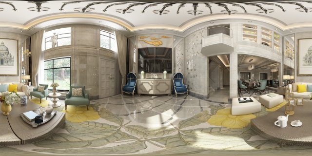 panoramic european style living room restaurant space 02 Modèle 3D .c4d .max .obj .3ds .fbx .stl .blend 