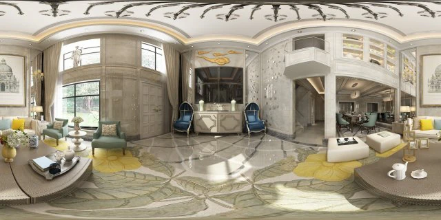 panoramic european style living room restaurant space 02 3D Model .c4d .max .obj .3ds .fbx .stl .blend