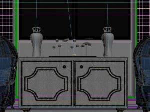 panoramic european style living room restaurant space 02 3D Model