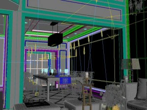 panoramic european style living room restaurant space 02 3D Model