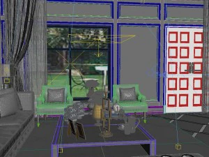 panoramic european style living room restaurant space 02 3D Model
