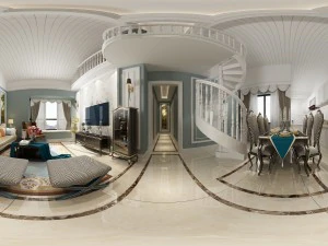 панорамна вітальня в європейському стилі простір ресторану 03 3D Модель