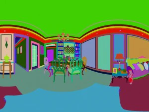 panoramic european style living room restaurant space 04 3D Model