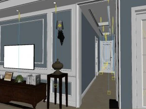 panoramic european style living room restaurant space 04 3D Model
