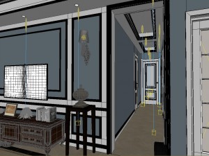 panoramic european style living room restaurant space 04 3D Модель
