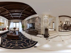 panoramik Avrupa tarzı oturma odası restoran alanı 05 3D Model