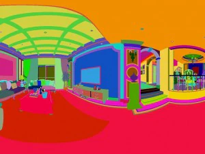panoramic european style living room restaurant space 05 3D Model
