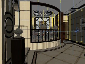 panoramic european style living room restaurant space 05 3D Model