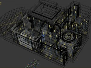 panoramic european style living room restaurant space 05 3D Model