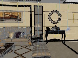 panoramic view european style living room dining room 07 Modèle 3D