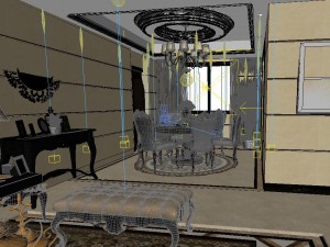 panoramic view european style living room dining room 07 Modèle 3D
