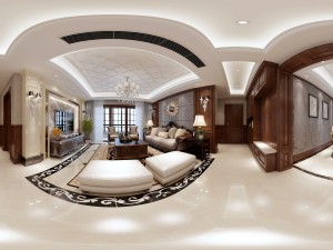 panoramic view european style living room dining room 07 Modèle 3D