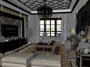 panoramic view european style living room dining room 07 Modèle 3D