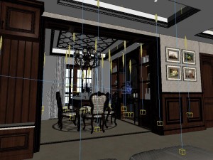 panoramic view european style living room dining room 07 Modèle 3D