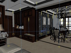 panoramic view european style living room dining room 07 Modèle 3D