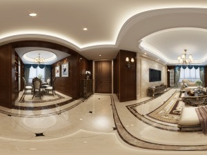 panorama european style living room restaurant space 08 3Dモデル