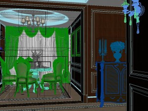 panorama european style living room restaurant space 08 3D Model
