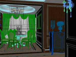 panorama european style living room restaurant space 08 3D Model