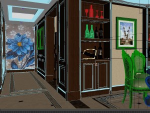 panorama european style living room restaurant space 08 3D Model