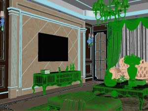 panorama european style living room restaurant space 08 3D Model