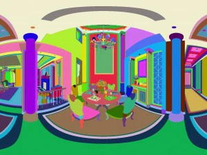 panorama european style living room restaurant space 09 3D Model