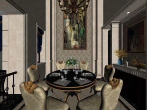 panorama european style living room restaurant space 09 Modello 3D