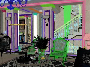 panorama european style living room restaurant space 09 3D Model