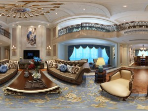 panoramic european style living room restaurant space 10 3D Model
