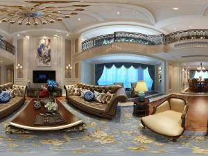 panoramic european style living room restaurant space 10 3D Model