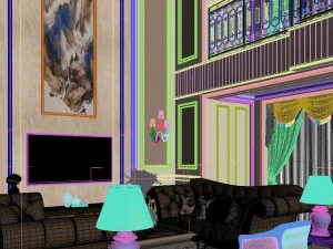 panoramic european style living room restaurant space 10 3D Model