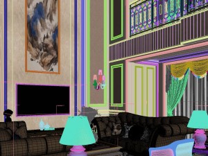 panoramic european style living room restaurant space 10 3D Модель