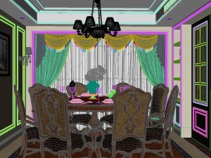 panoramic european style living room restaurant space 10 3D Модель