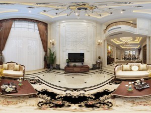 panoramic european style living room dining room 11 3D Model