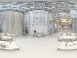 panoramic european style living room dining room 11 3Dモデル