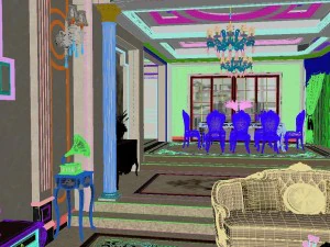 panoramic european style living room dining room 11 3D Model