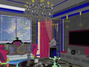 panoramic european style living room restaurant space 12 3D Model