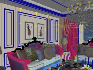 panoramic european style living room restaurant space 12 3D Model