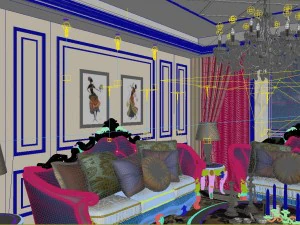 panoramic european style living room restaurant space 12 3D Model