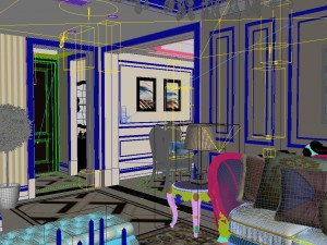 panoramic european style living room restaurant space 12 3D Model