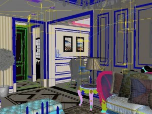 panoramic european style living room restaurant space 12 3D Model