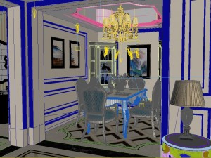 panoramic european style living room restaurant space 12 3D Model