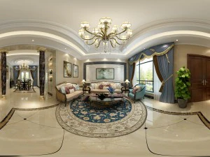 панорамна вітальня в європейському стилі приміщення ресторану 13 3D Модель