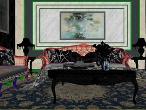 panoramic european style living room restaurant space 13 3D Model