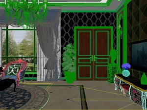 panoramic european style living room restaurant space 13 Modelo 3D